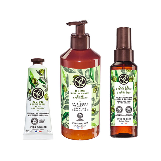 【オリーブ&プチグレンの香り】トータルケア3点セット|ボディローション・ミスト・ハンドクリーム