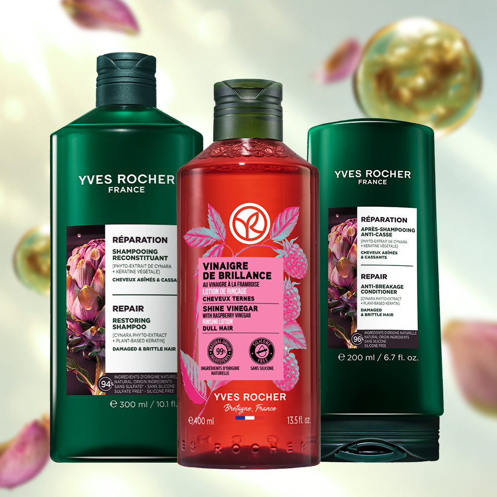 【3点セット】リペア シャンプー＆コンディショナー＋リンシングビネガー400mL〈シルキーシャイン〉
